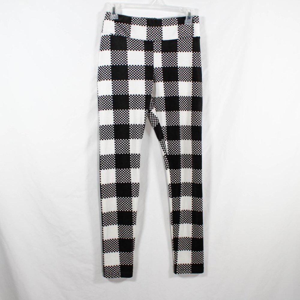 Black and White Checkboard Velour Like Leggings